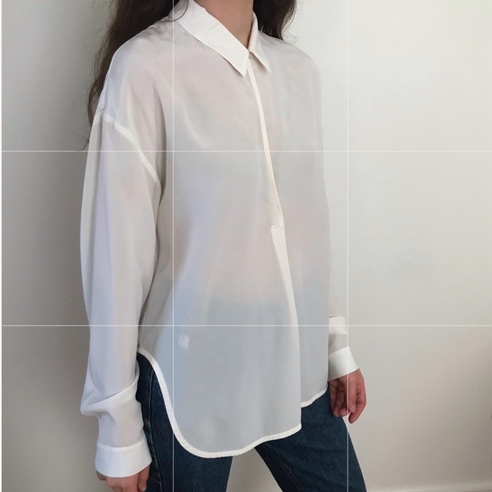 Brochu Walker Cream Longsleeve Key‎ hole Buttun Up Blouse - Picture 2 of 10